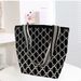 New Large Capacity Bucket Bag Women's Black Geometric Contrast Shoulder Bag Retro Simple Matching Knitted Handbag_voghion.com