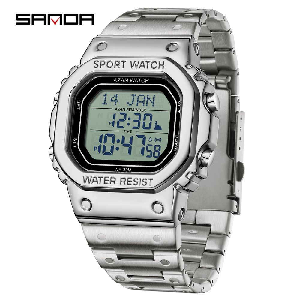 Mode Herren Elektronische Uhr Multifunktionale Wasserdichte LED Einzel Display Herren Elektronische Uhr_voghion.com