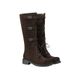 Voyage Rindsleder-Version ~ Lange Stiefel aus echtem Leder für Damen, neuer Herbst- und Winterstil, Schnürstiefel mit hohem Schaft, eckige Zehenschnalle_voghion.com