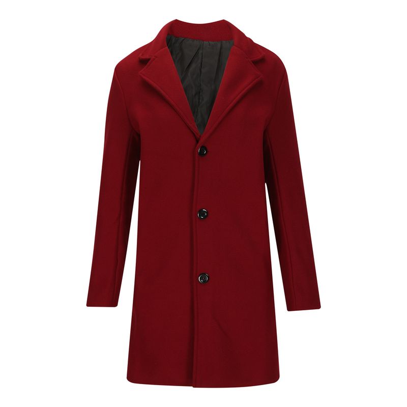 ​​Herren-Trenchcoat aus Wollmischung im Slim-Fit, langer, lässiger Mantel mit Multi-Pocket-Design, leichte Polyester-Baumwollmischung,_voghion.com