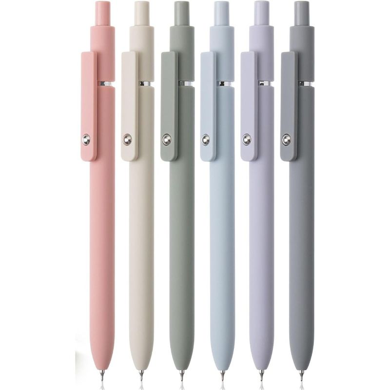 Retractable Fine Point Gel Pens 6 Pack Morandi Barrels Fast Dry Ink Cute Aesthetic Pens For Journaling_voghion.com