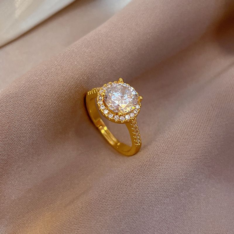 【Placcatura in oro vero】 Anello aperto da donna con indice e personalità alla moda con rete rossa, stesso stile semplice e alla moda_voghion.com