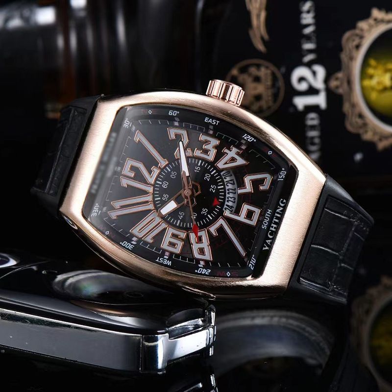 New Hot Selling Fashion Business Quartz Watch PU Strap Barrel Calendar Watch_voghion.com