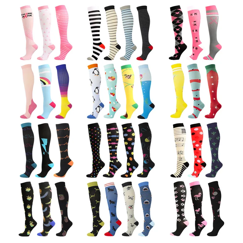 Sports pressure socks Multi-colored men's and women's outdoor running stockings_voghion.com