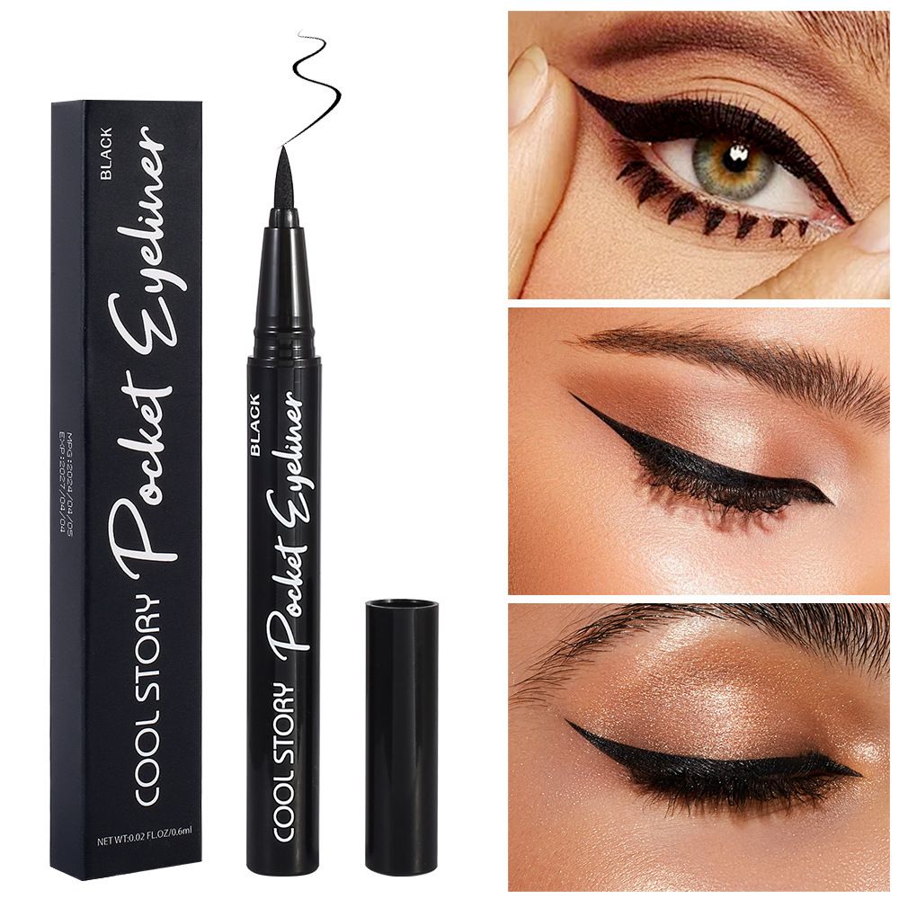 Lidschatten- und Liner-Kombination Cool Story Pocket Eyeliner Straight Liquid Schnelltrocknender Eyeliner-Stift Einfach zu färben Lazy Makeup_voghion.com
