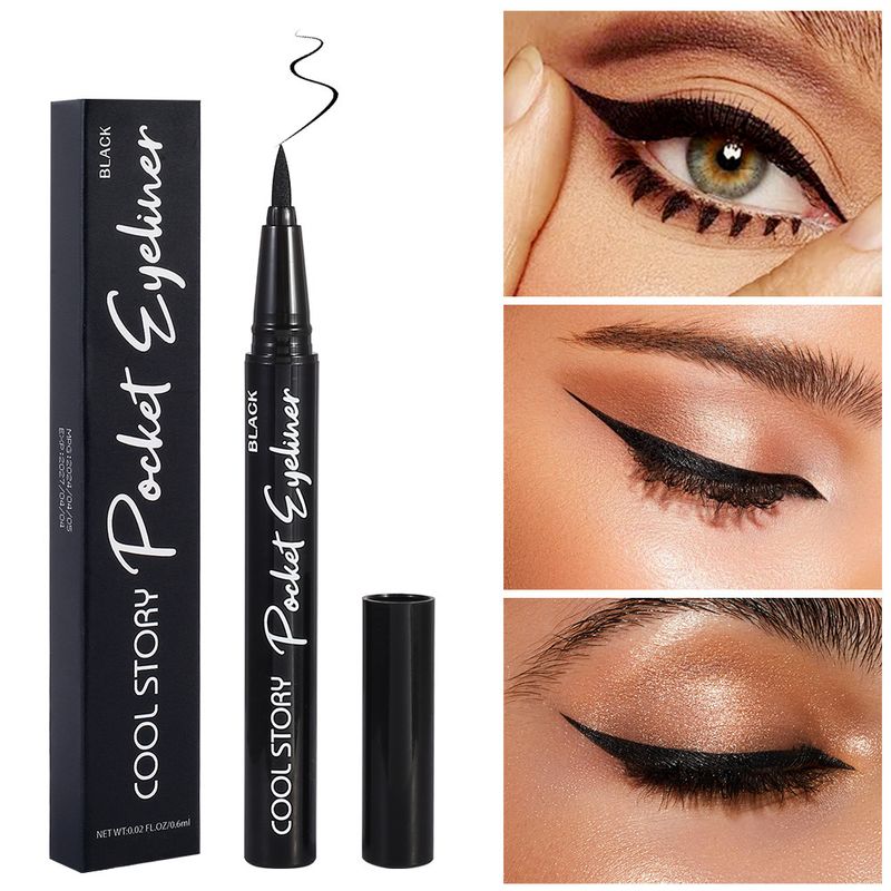 Eye Shadow & Liner Combination Cool Story Pocket Eyeliner Straight Liquid Quick Drying Eyeliner Pen Easy To Color Lazy Makeup_voghion.com