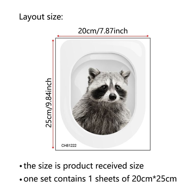 Creative 3D Raccoon Squirrel Animal Toilet Home Decoration Self Adhesive Wall Stickers_voghion.com