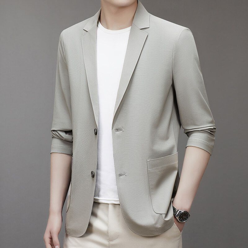 Men's Clothing Men's Ice Silk Suit 2025 Spring And Autumn New Men's Middle Aged Business Casual Seamless Sunscreen Suit Jacket_voghion.com