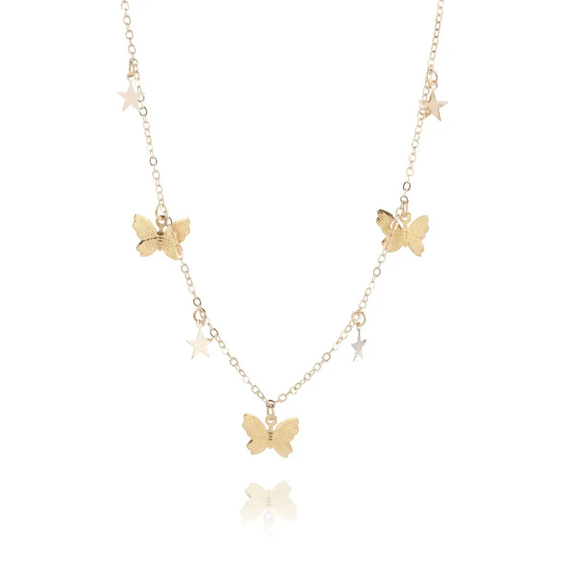 meilleurs produits de vente ins style simple pendentif papillon pompon en métal collier pendentif clavicule pour femme_voghion.com