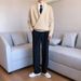Autumn And Winter Solid Color Large V Neck Drape Personality Sweater Men's Loose Lazy Style Casual Knitted Sweater Jacket_voghion.com