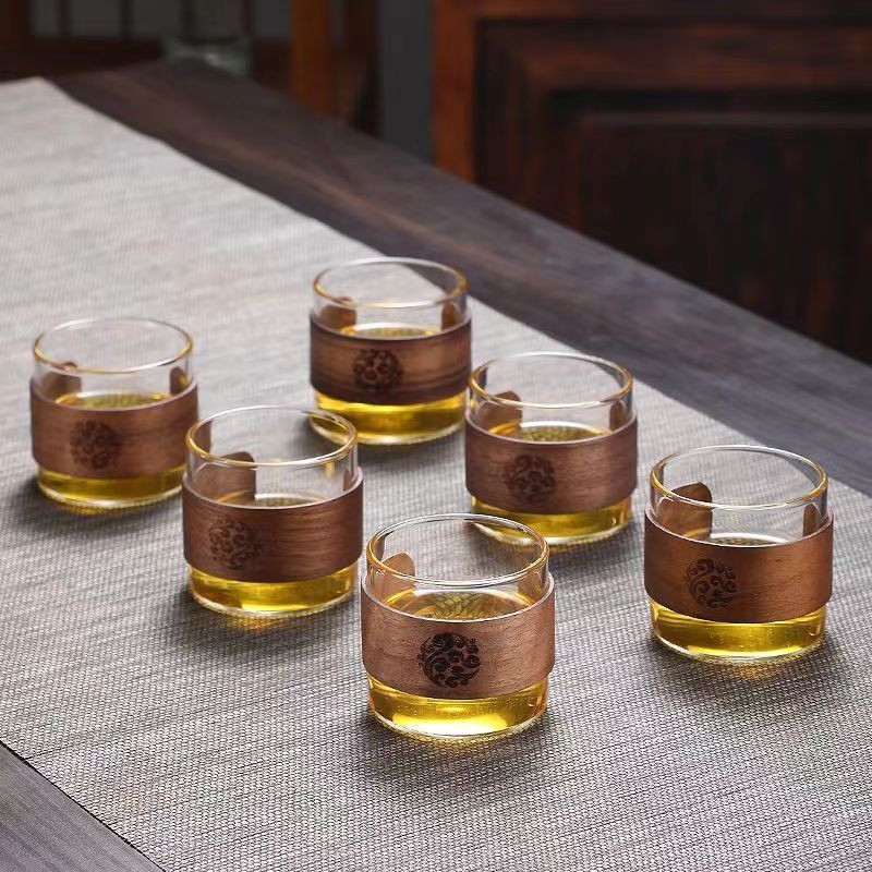 Leichter Luxus Anti-Verbrühungs Holzring Kleine Teetasse Home Wohnzimmer Trinken Teetasse Tee-Set_voghion.com