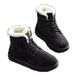 ShoeGlobe 2022 Autunno Inverno Studente Neve Donna Stivali Corti Tubolari Caldi con Lacci Tacco Piatto Versione Coreana Scarpe di Cotone alla Moda Fabbrica_voghion.com
