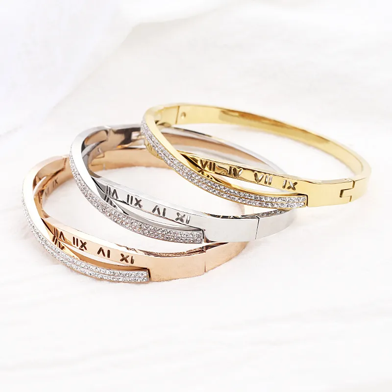 Roman Letters Titanium Steel Bracelet Hollow Female Letter Buckle Bracelet K Gold Star Bracelet_voghion.com