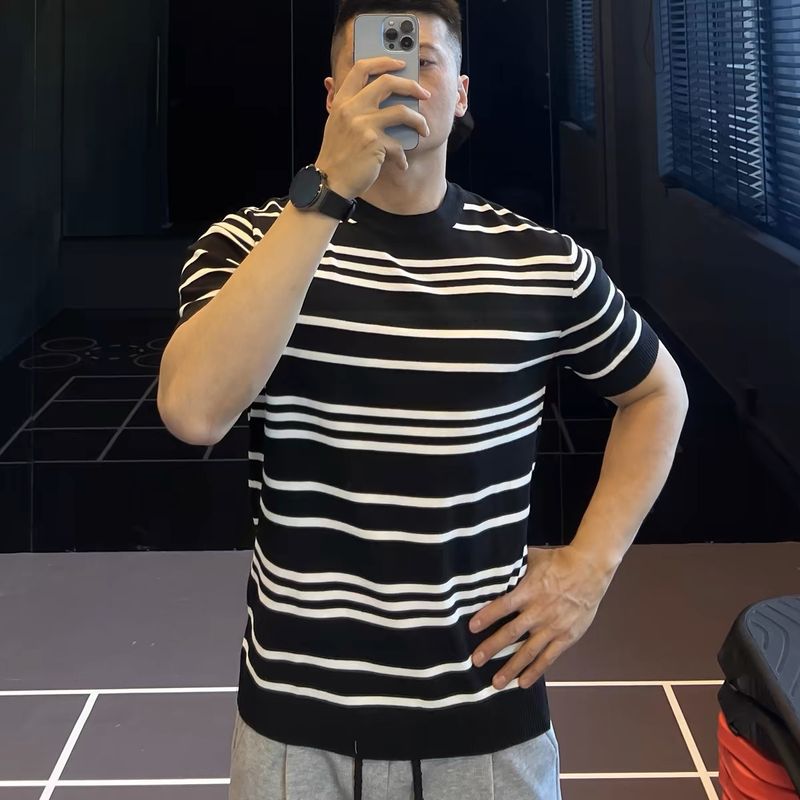 Men's Clothing POLO Shirt V Neck Short Sleeved Knitted Sweater_voghion.com