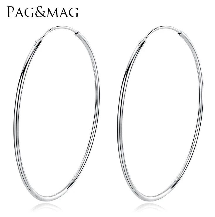 SOLID STERLING SILVER PLAIN 1MM THICK ROUND ENDLESS HOOP EARRING 8-70MM PE16_voghion.com