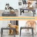 Slow Feeder Adjustable Height Table Cat Dog Neck Protection Stainless Steel Pet Elevated Double Bowl Stand_voghion.com