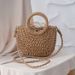 Beach Handwoven Simple Style Handbag Half-Round Straw Women's Tote Bag_voghion.com