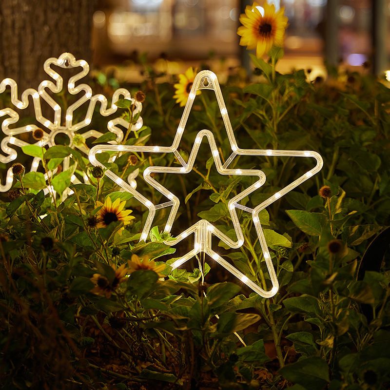OLDSIXTH Solar-Powered LED Garden Decorative Lights - Snowflake, Star, Deer & Christmas Tree Designs_voghion.com