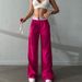 Women's fashion casual commuter solid color pants high-waisted straight printed color pants_voghion.com