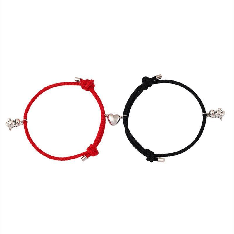Yamaler 1 par magnetisk adsorption, svært at bryde, faldsikre, svedbestandige, justerbare 3D-hjerte-dinosaur-pararmbåndsmykker_voghion.com