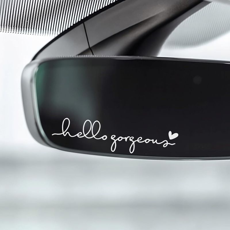  Hello Beautiful car rearview mirror sticker rearview mirror female decoration decal_voghion.com