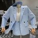2023 Korean Fashion Lazy Style Loose Chic Blazer + High Waist Slimming A-line Bodycon Skirt Two-piece Set For Women_voghion.com