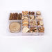 Set per l'asilo fai da te, attività artigianali, blocchi di legno, scatola con piccoli materiali di rami secchi_voghion.com