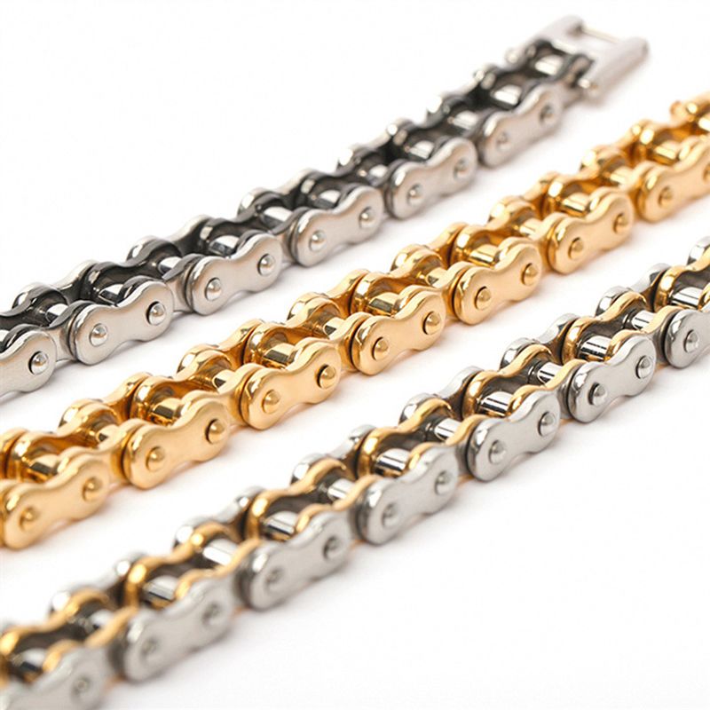 Punk Hip-Hop Bicycle Bracelet For Men, Ins Niche Design Titanium Steel Bangle, Simple Minimalist Style Jewelry_voghion.com