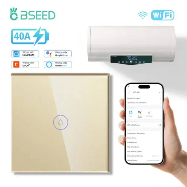 BSEED Wifi Încălzitor de apă Touch Boiler Comutatoare 40A Plus EU Priză Impermeabilă pentru Bucătărie Baie Tuya Smart Life_voghion.com