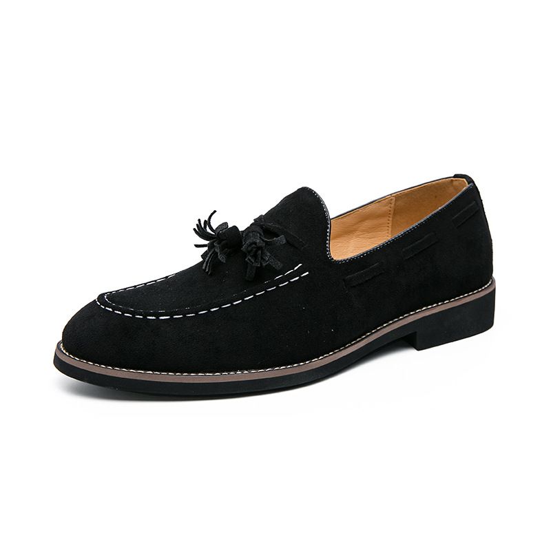 Spring and Autumn Business Tassel for Men's Large Suede Cover Feet Lefu Korean Edition Fashion Solid Color Suit Leather_voghion.com