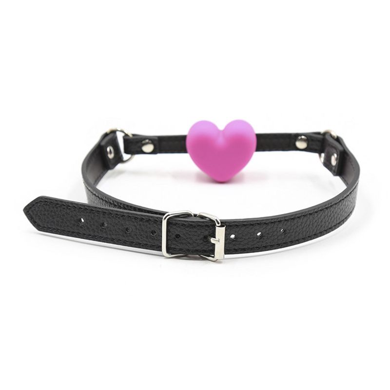 Produse sexuale roz în formă de inimă silicon gag piele neagră dragoste robie recuzită jucărie_voghion.com