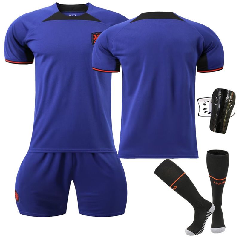 2223 Netherlands away World Cup number 4 Van Dik 21 De Jong 10 Depe football jersey blue short set_voghion.com