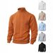 Men's Jacquard Knit Sweater – High-Neck Winter Pullover, Oversized Fit, Machine-Washable Polyester (White/Light Gray/Black/Orange/ S-XXXL)_voghion.com