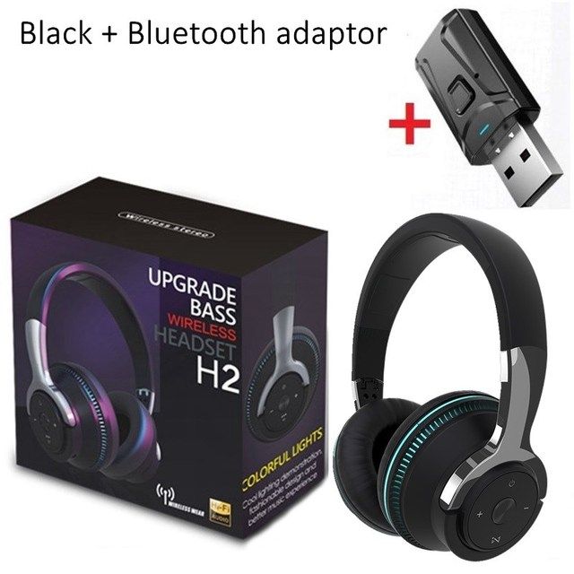 Tv Bluetooth Headphs Drahtloser Kopfhörer mit Mikrofon USB-Adapter Headset Noise Cancelling Stereo Faltbarer Bass für TV_voghion.com