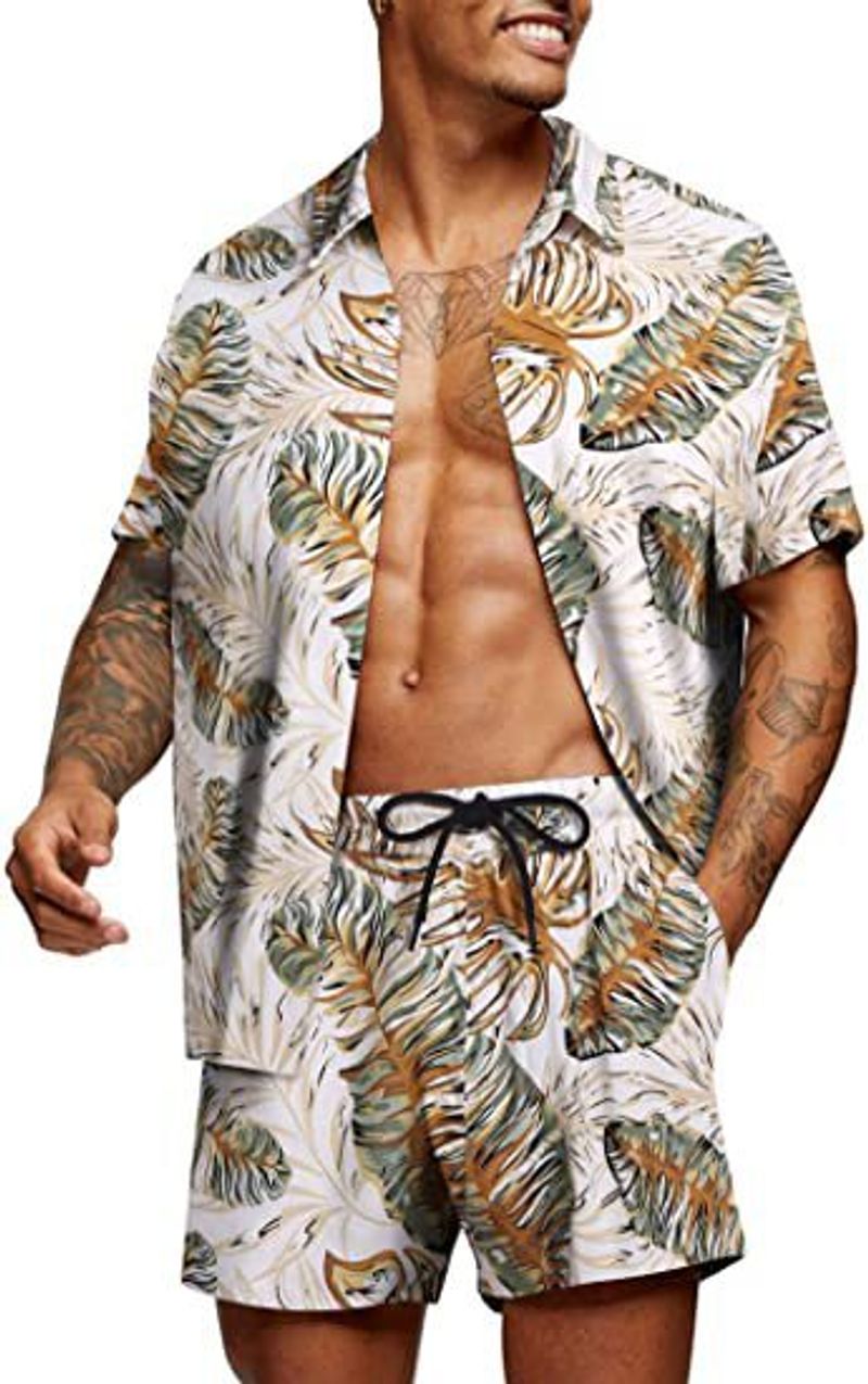 Herren-Hemdset im Hawaii-Stil mit Blumenmuster für Jugendliche_voghion.com