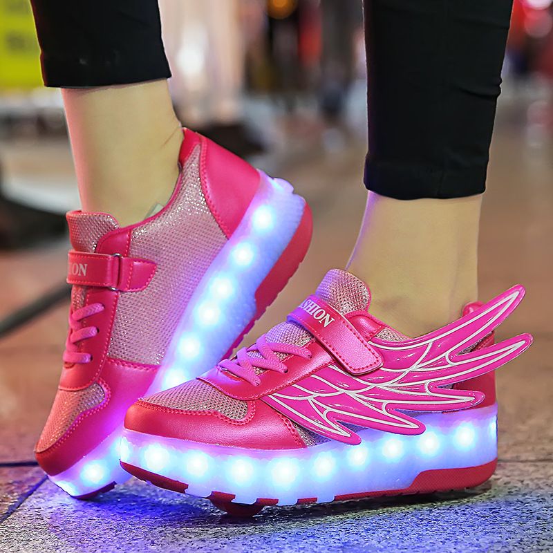 Wing shoes LED ultra light light flash shoes Children's shoes Men's and women's shoes light shoes Sneakers Wheel shoes_voghion.com