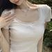 Pure desire lace splicing hollow out round neck short T-shirt with black fungus edge for women's summer new half sleeved_voghion.com