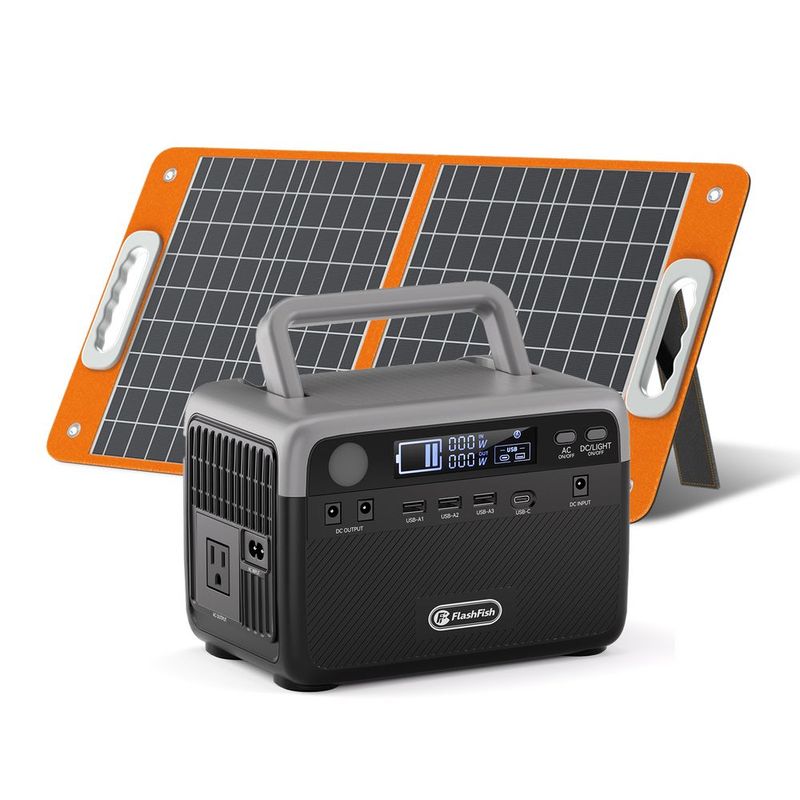 Flashfish 300W Power Station + 60W Solar Panel 230.4Wh LiFePO4 (Peak 600W) Solar Generator AC Outlets Portable Power Station,Power Bank, Battery Bac_voghion.com