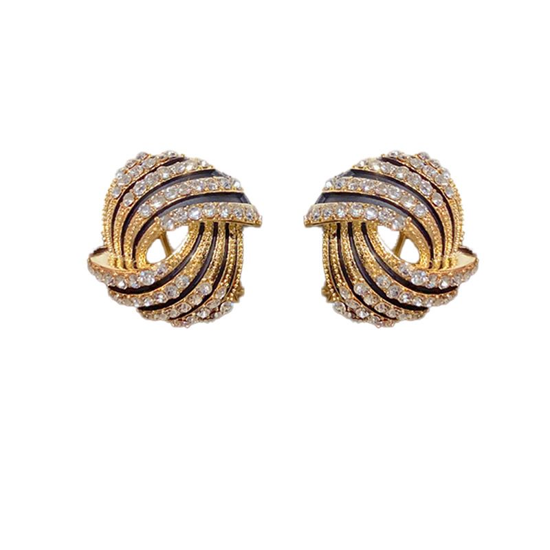 Orecchini alla moda di alta qualità, stile minimalista, super lucidi, con strass e aghi in argento, design di nicchia, per donna_voghion.com