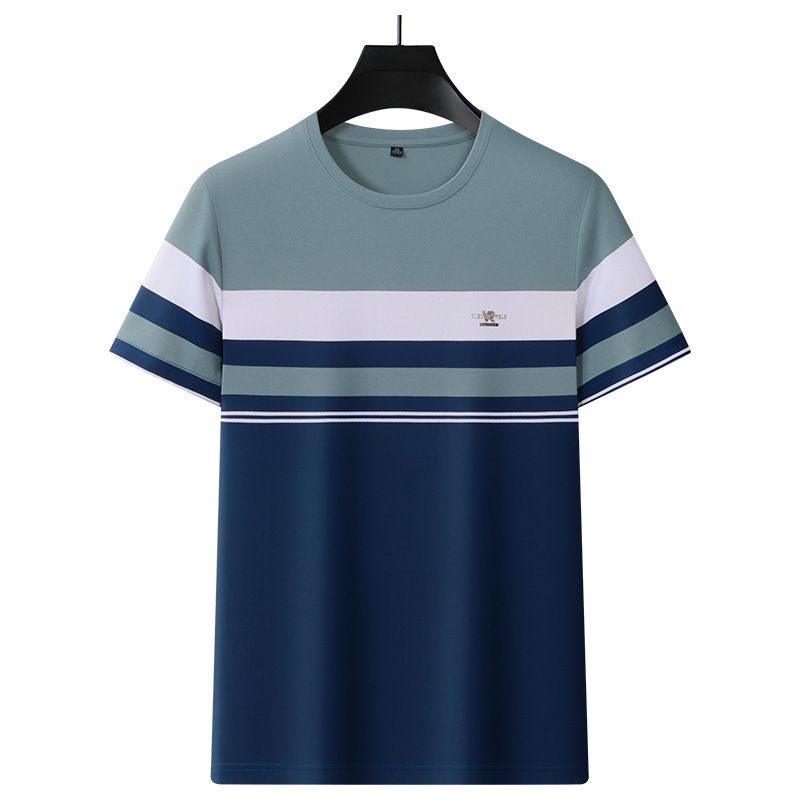 Unbeatable Quality Woodpecker Summer New Round Neck Wrapped Short Sleeved Striped Top T-shirt Skin Friendly Casual Light Business Pullover_voghion.com