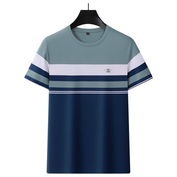 Unbeatable Quality Woodpecker Summer New Round Neck Wrapped Short Sleeved Striped Top T-shirt Skin Friendly Casual Light Business Pullover_voghion.com