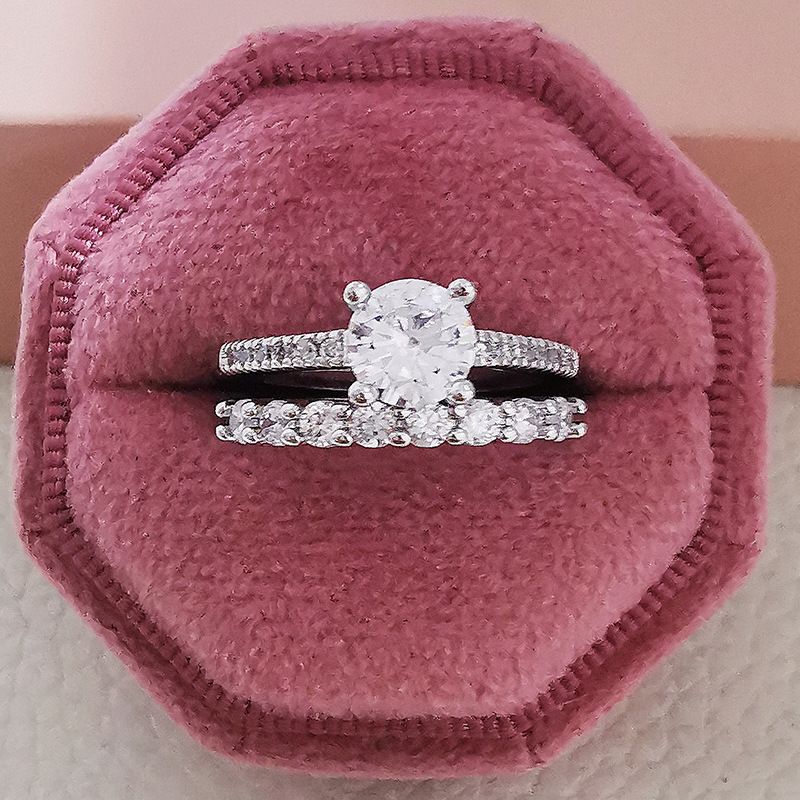 Minimalist Fashion Engagement Wedding Banquet Round Diamond Set Pair Ring R212-R4324A_voghion.com