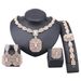 Set di gioielli rettangolari in cristallo color oro di lusso per le donne, collana, orecchini, anello, braccialetto, regalo di compleanno di Natale_voghion.com