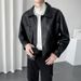 Men's Clothing retro lapel short pu leather casual jacket men's niche net celebrity loose leather jacket _voghion.com