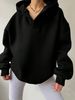 Women's Clothing Sweatshirt Solid Color Long Sleeve Hooded Solid Color Loose Sweater Women's Top_voghion.com