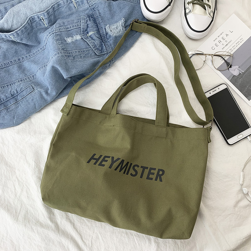 Borsa per studenti di grande capacità da strada neutra a tracolla con tracolla, borsa in tela di marca alla moda per il tempo libero_voghion.com
