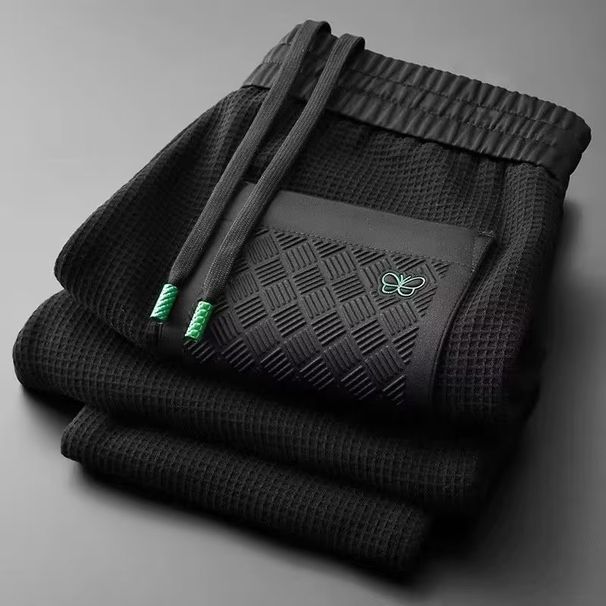 Herren-Freizeithose mit Waffelstrick und Schmetterlingsmotiv – Slim Fit-Jogginghose mit elastischem Bündchen für Frühling und Herbst – leichte und atmungsaktive Sporthose_voghion.com