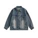Distressed Washed Vintage Denim Jacket For Men – Relaxed Fit High Street Casual Oversized Coat With Multiple Pockets_voghion.com
