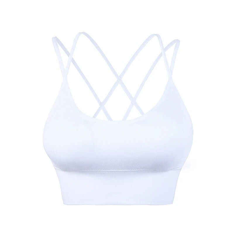 Soutien-gorge de Sport pour femmes, dos rembourré, bretelles croisées, haut court de Yoga, d'entraînement, Bralette_voghion.com