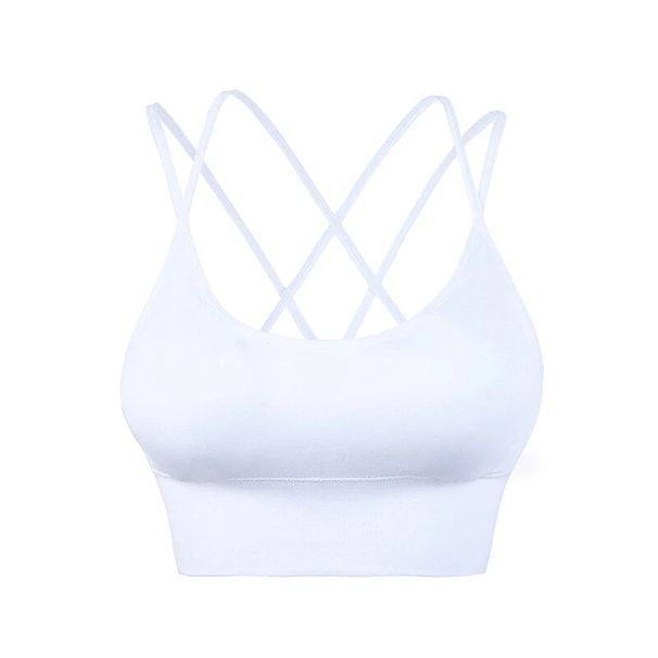 Soutien-gorge de Sport pour femmes, dos rembourré, bretelles croisées, haut court de Yoga, d'entraînement, Bralette_voghion.com